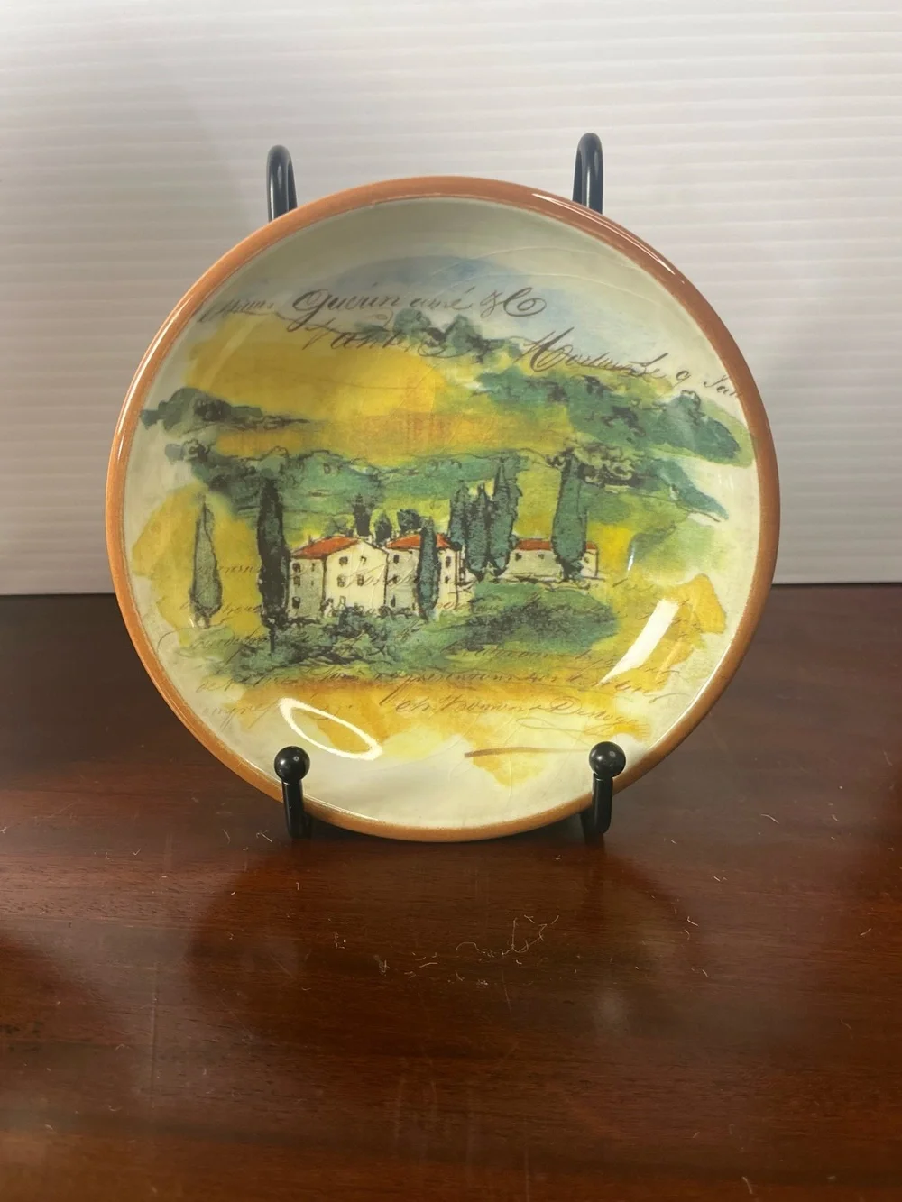Paysage Salad/Dessert Plate With Dipping Bowl By artist Marc Lacaze